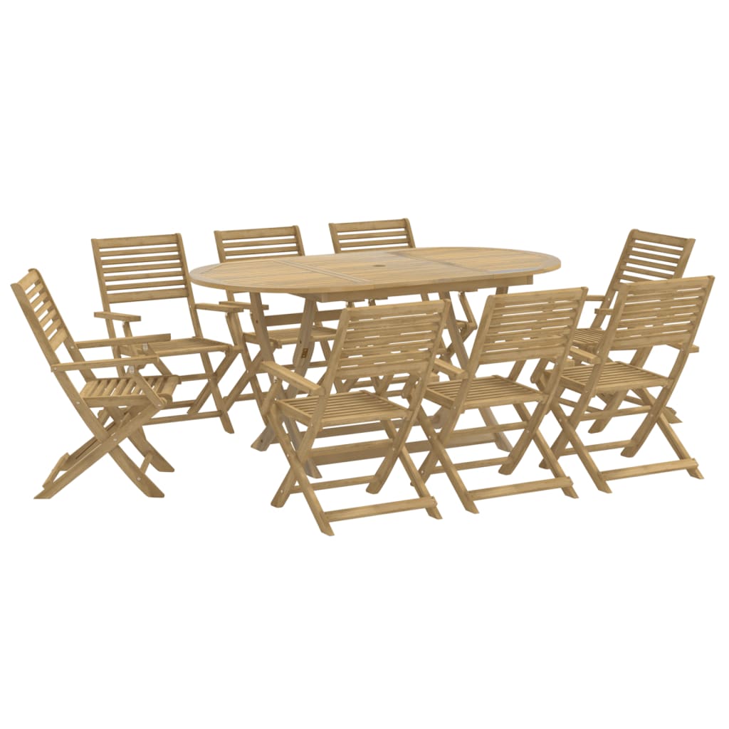 vidaXL Juego de comedor de jardín 9 piezas madera maciza de acacia