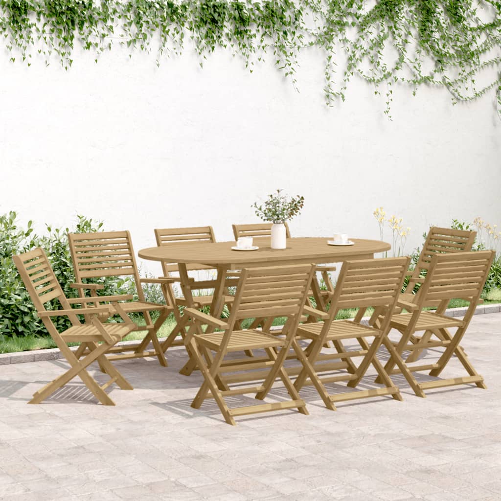 vidaXL Juego de comedor de jardín 9 piezas madera maciza de acacia