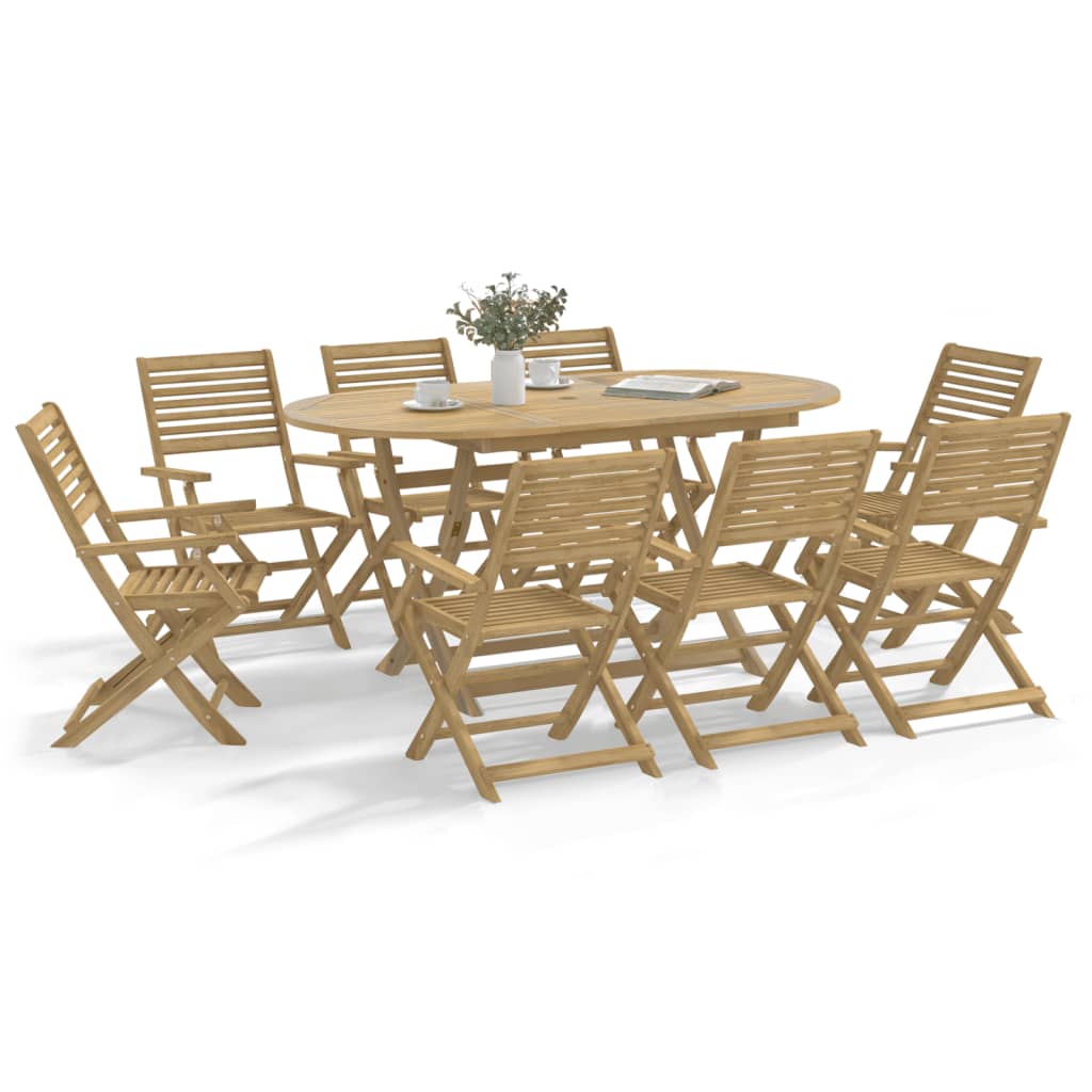 vidaXL Juego de comedor de jardín 9 piezas madera maciza de acacia