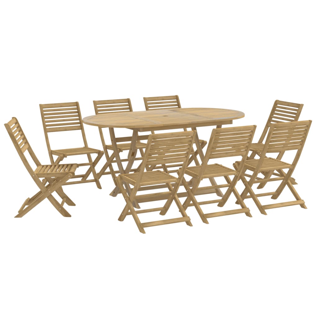 vidaXL Juego de comedor de jardín 9 piezas madera maciza de acacia