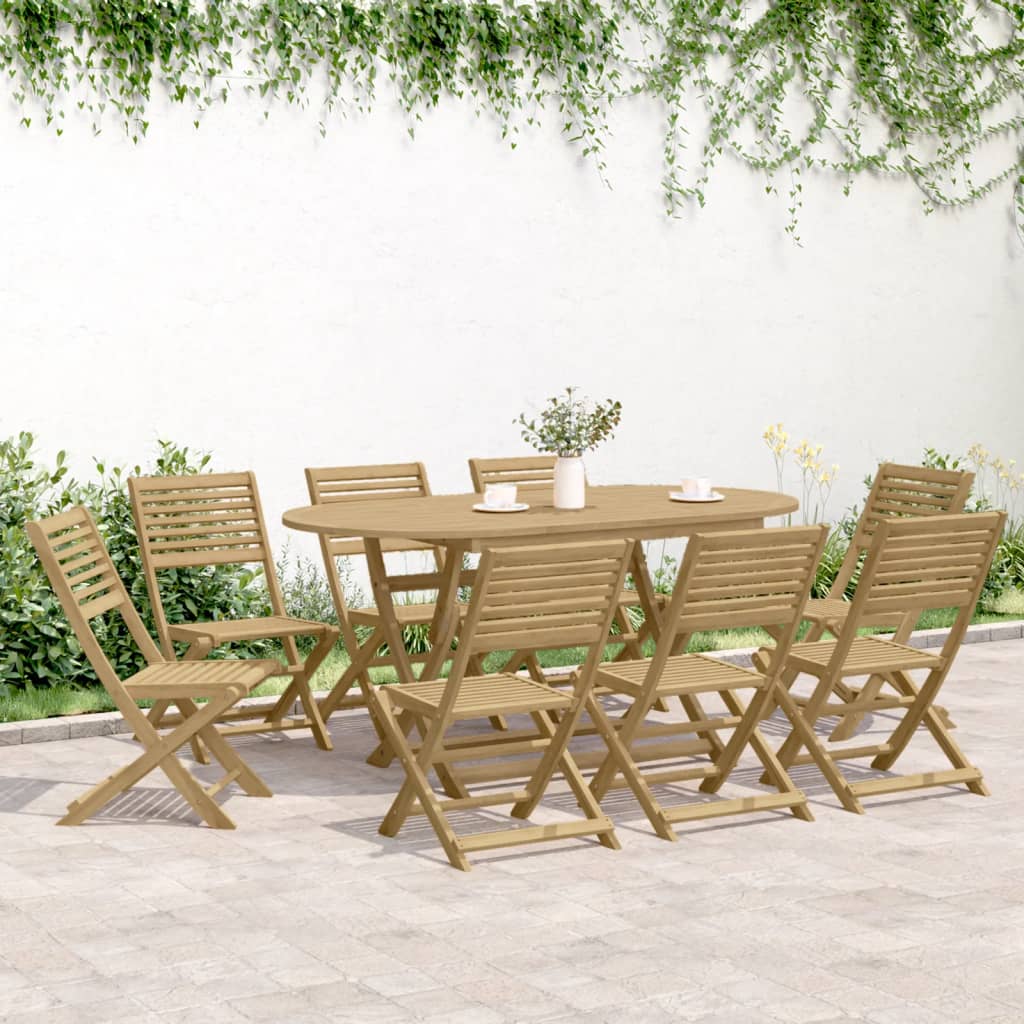 vidaXL Juego de comedor de jardín 9 piezas madera maciza de acacia