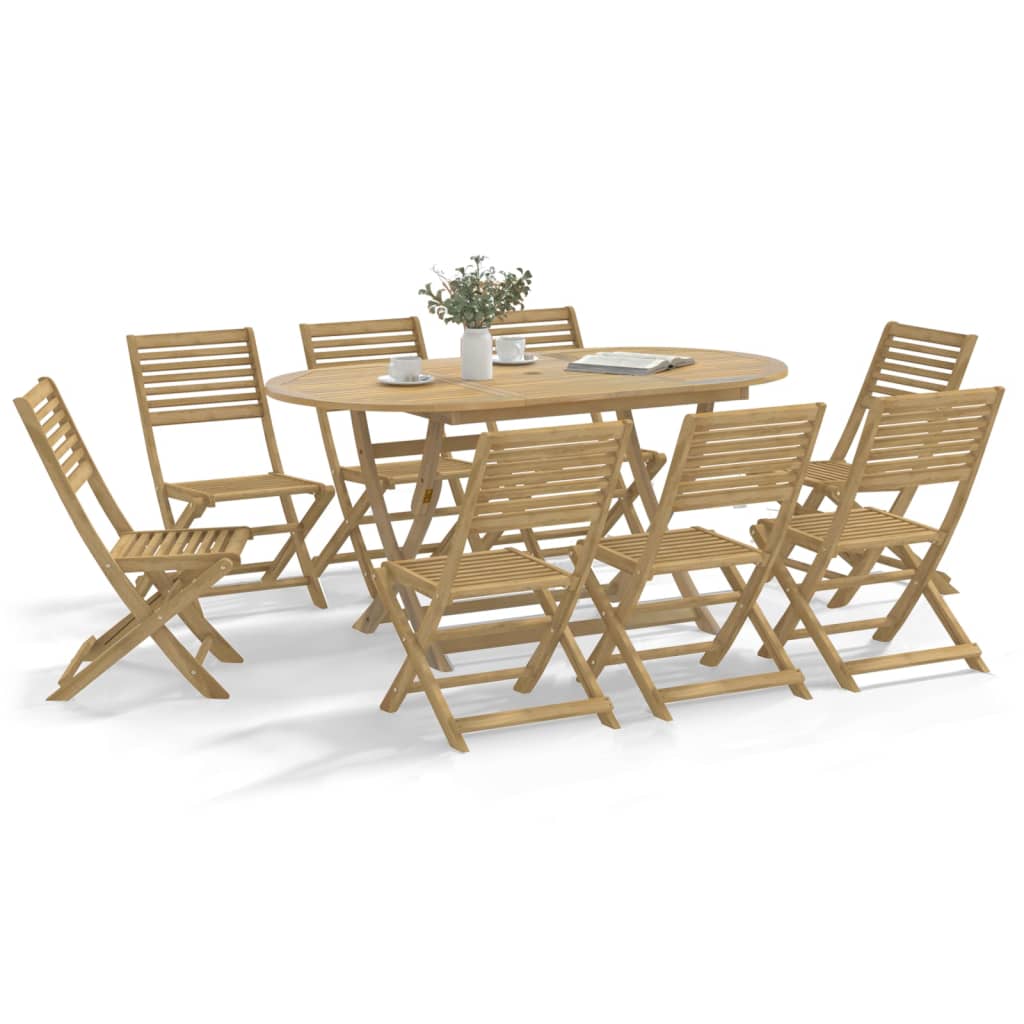 vidaXL Juego de comedor de jardín 9 piezas madera maciza de acacia