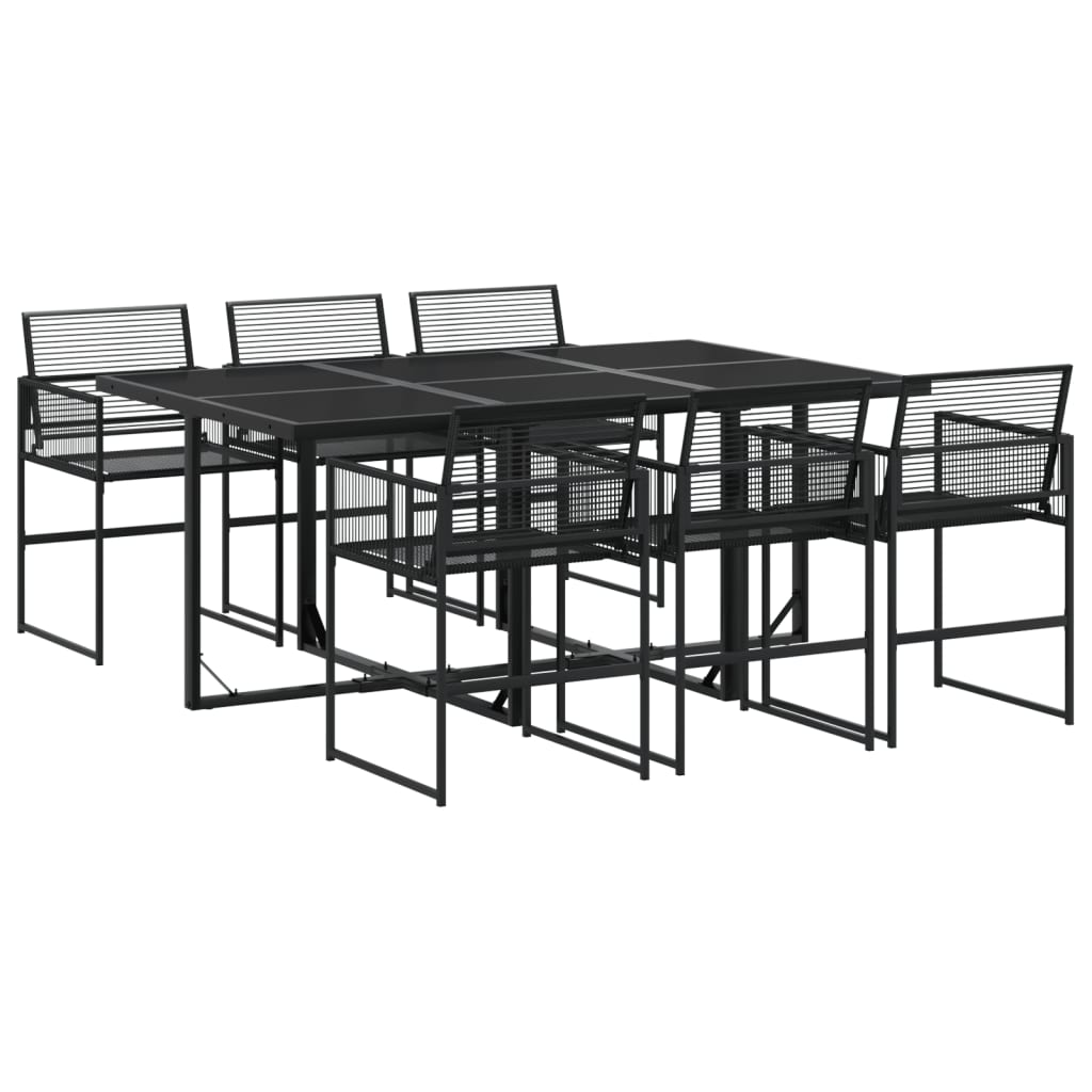 vidaXL Juego de comedor de jardín 7 piezas ratán sintético negro