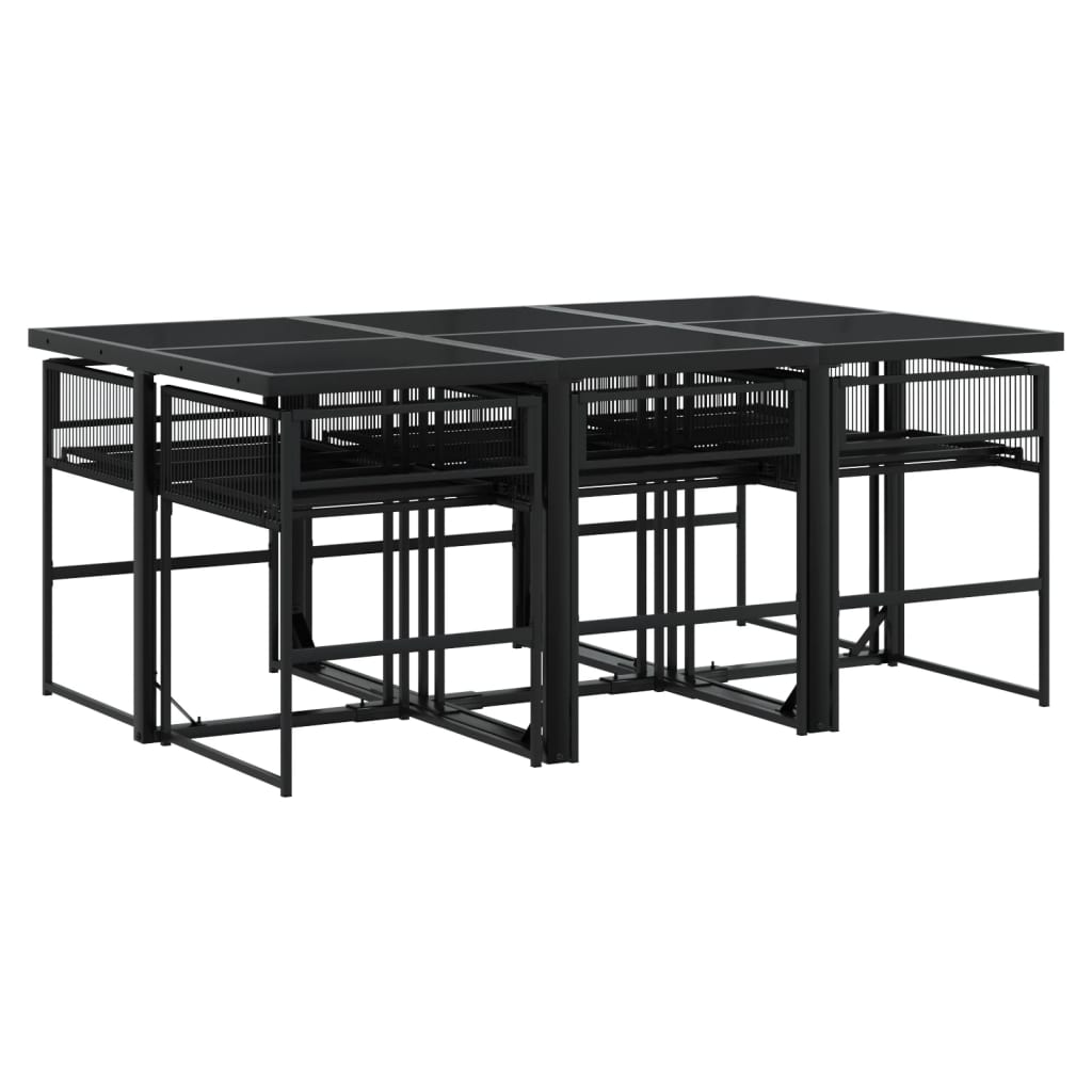 vidaXL Juego de comedor de jardín 7 piezas ratán sintético negro