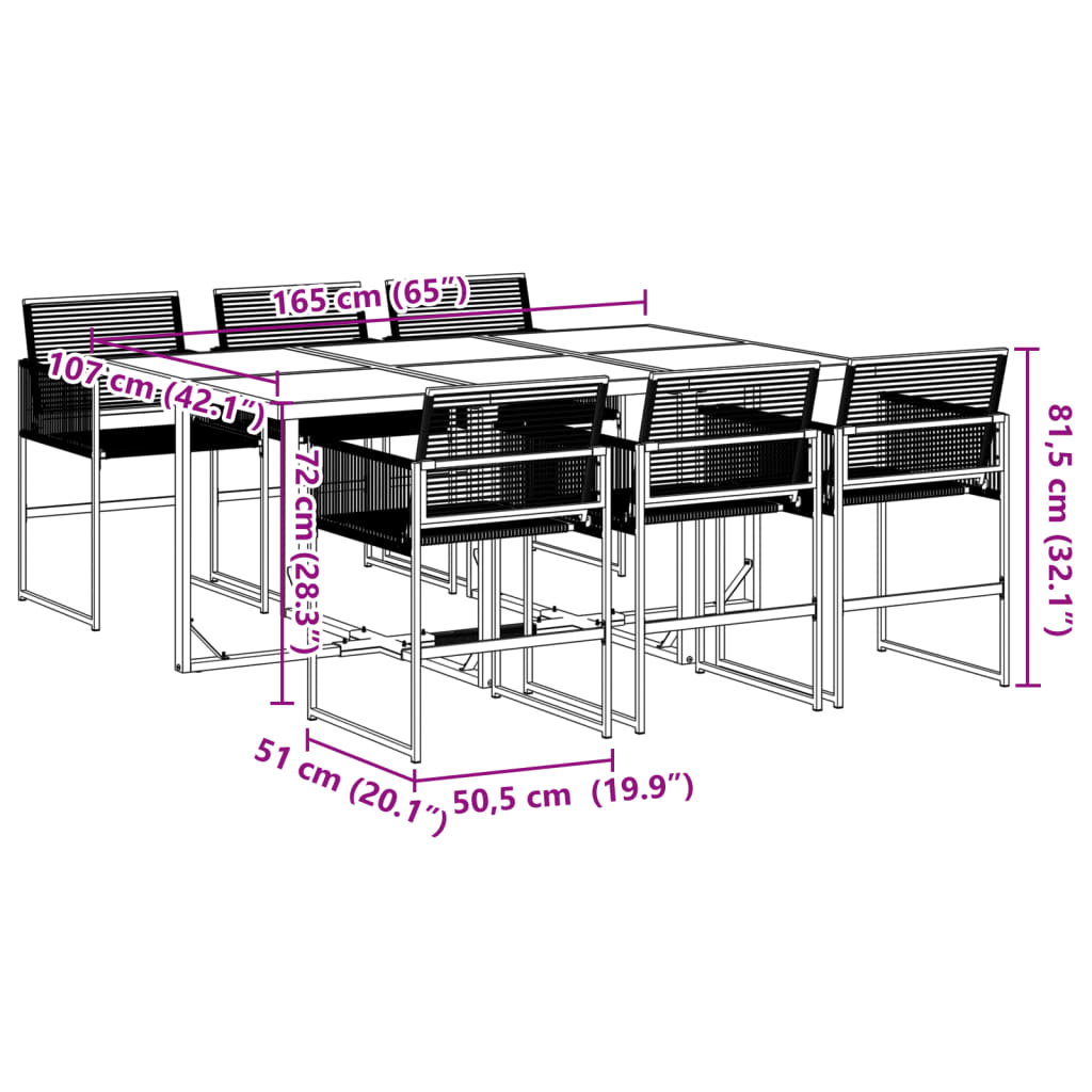 vidaXL Juego de comedor de jardín 7 piezas ratán sintético negro