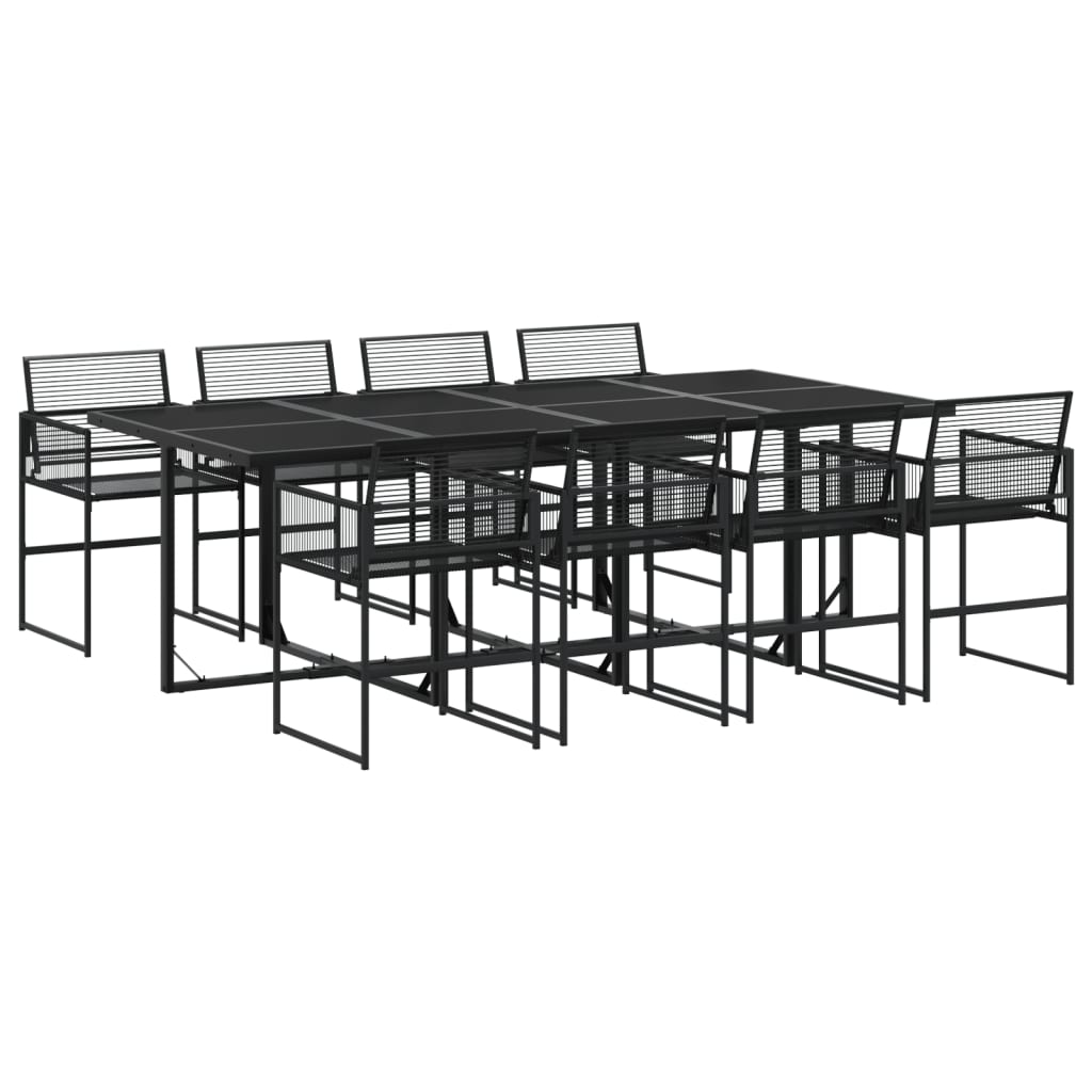 vidaXL Juego de comedor de jardín 9 piezas ratán sintético negro