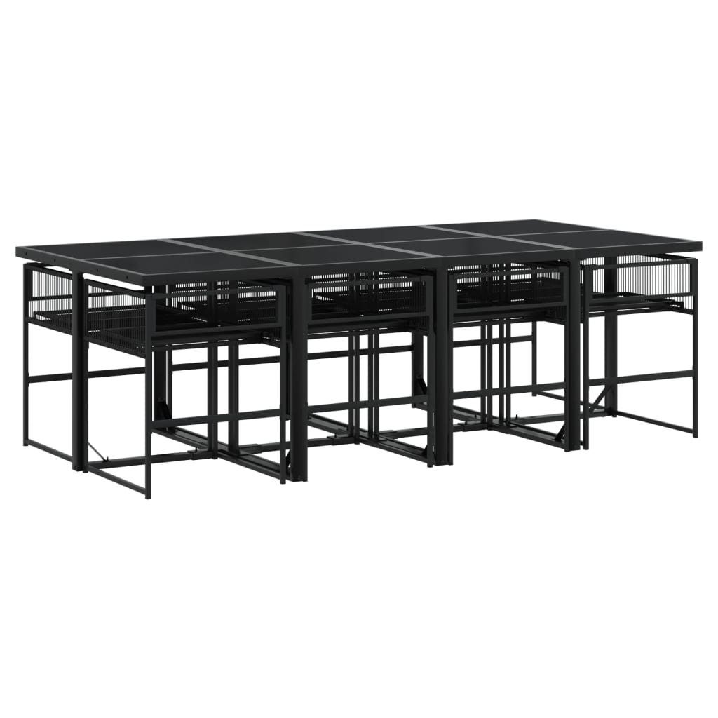 vidaXL Juego de comedor de jardín 9 piezas ratán sintético negro