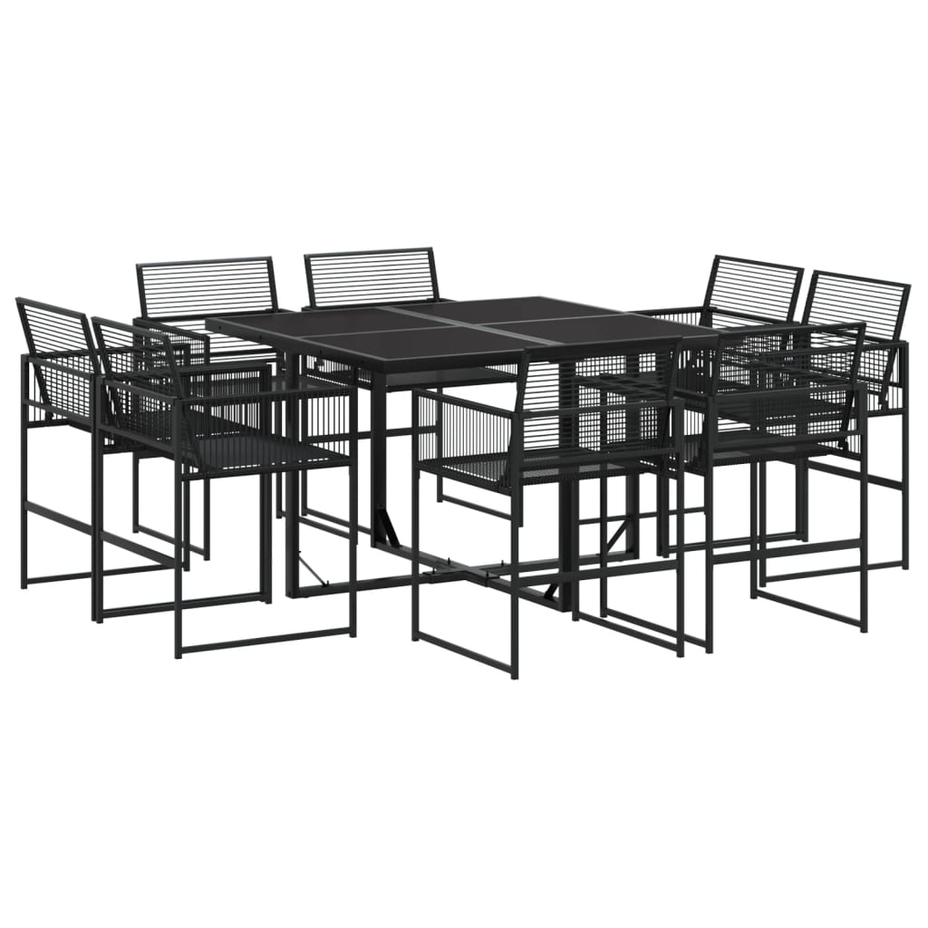 vidaXL Juego de comedor de jardín 9 piezas ratán sintético negro