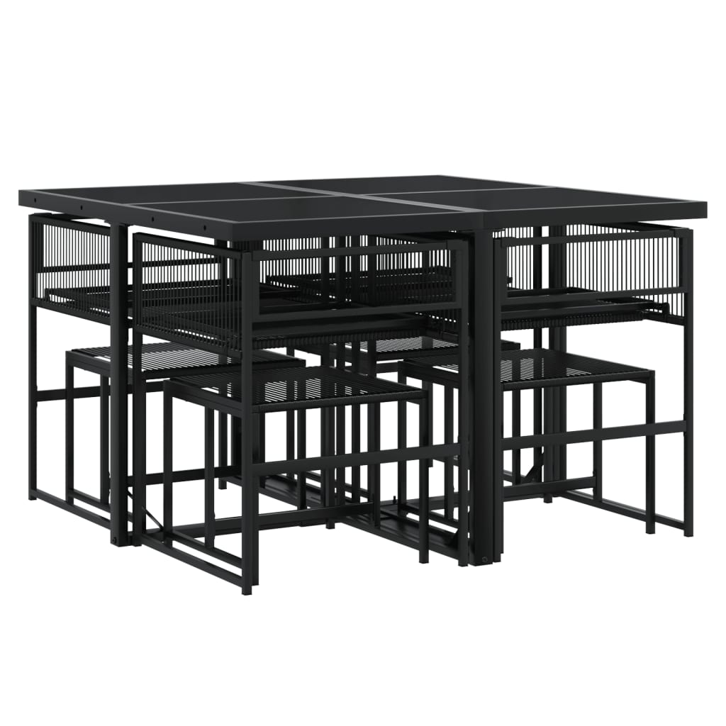 vidaXL Juego de comedor de jardín 9 piezas ratán sintético negro