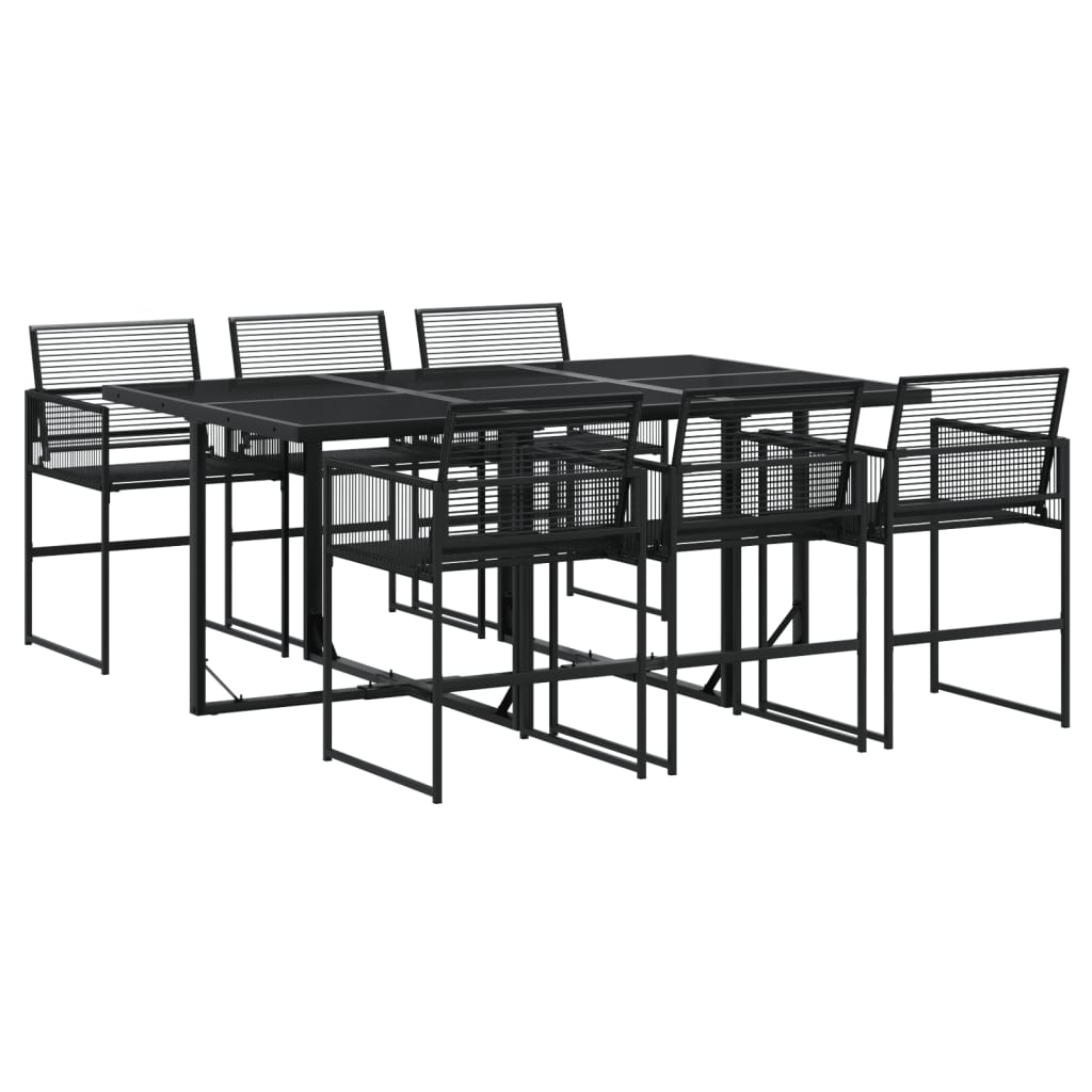 vidaXL Juego de comedor de jardín 7 piezas ratán sintético negro