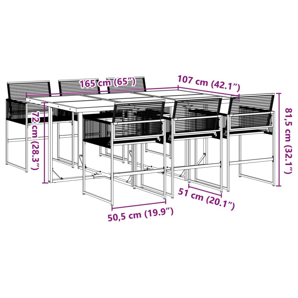 vidaXL Juego de comedor de jardín 7 piezas ratán sintético negro