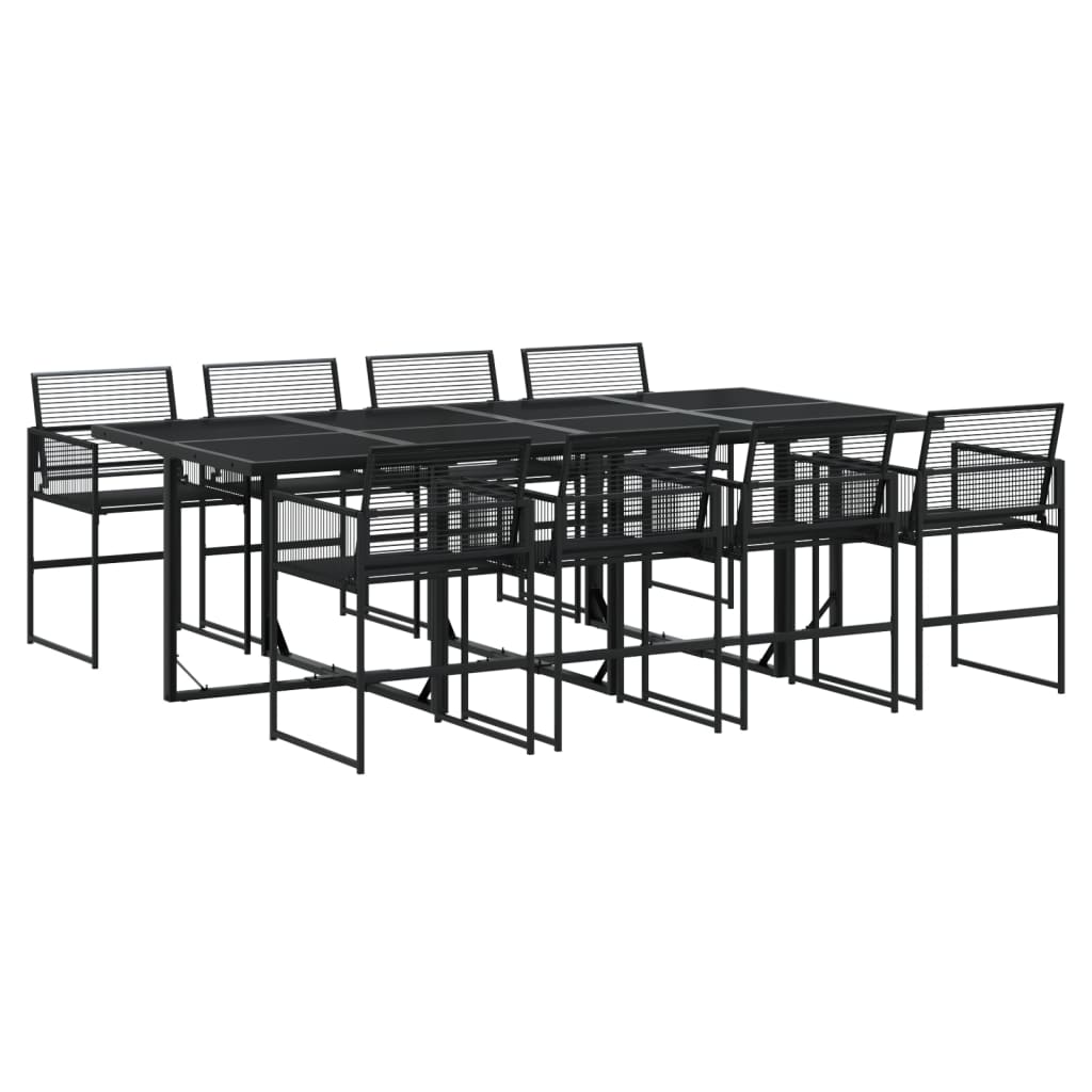 vidaXL Juego de comedor de jardín 9 piezas ratán sintético negro