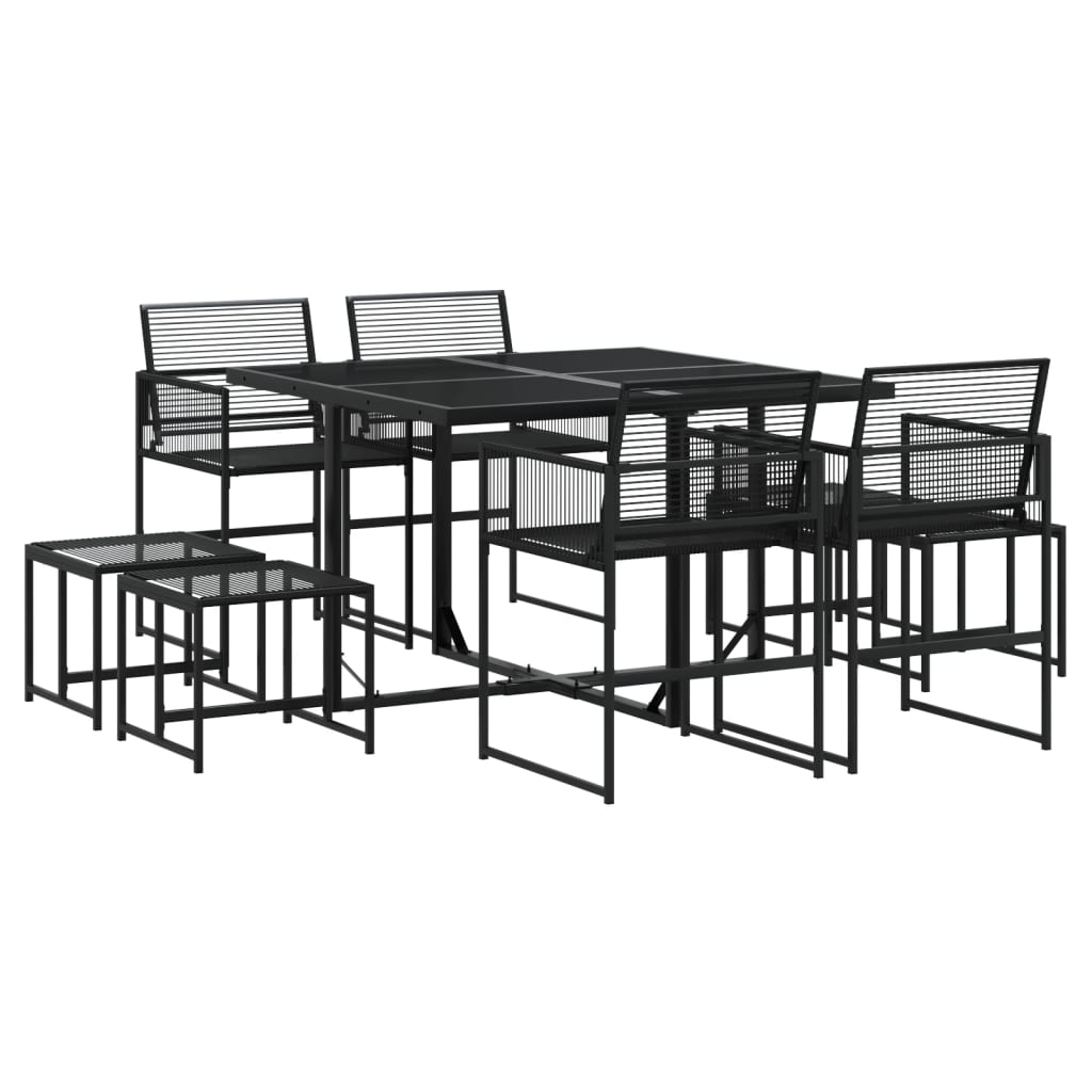 vidaXL Juego de comedor de jardín 9 piezas ratán sintético negro