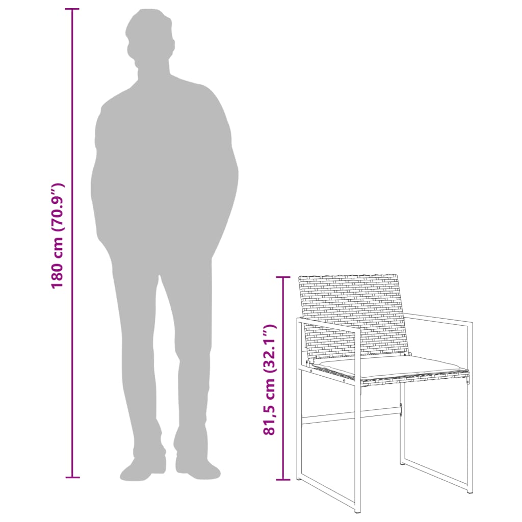 vidaXL Set de comedor de jardín 9 pzas y cojines ratán sintético negro