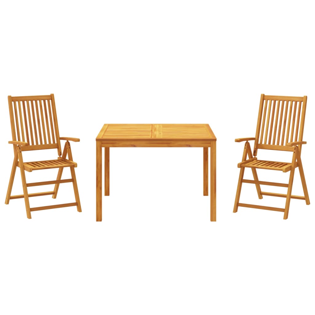 vidaXL Juego de comedor de jardín 3 piezas madera maciza de acacia