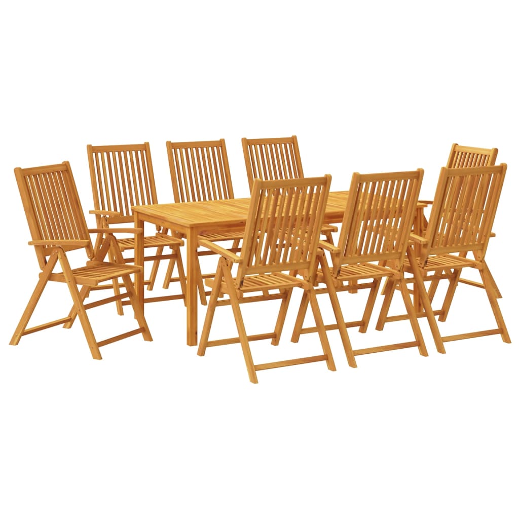 vidaXL Juego de comedor de jardín 9 piezas madera maciza de acacia