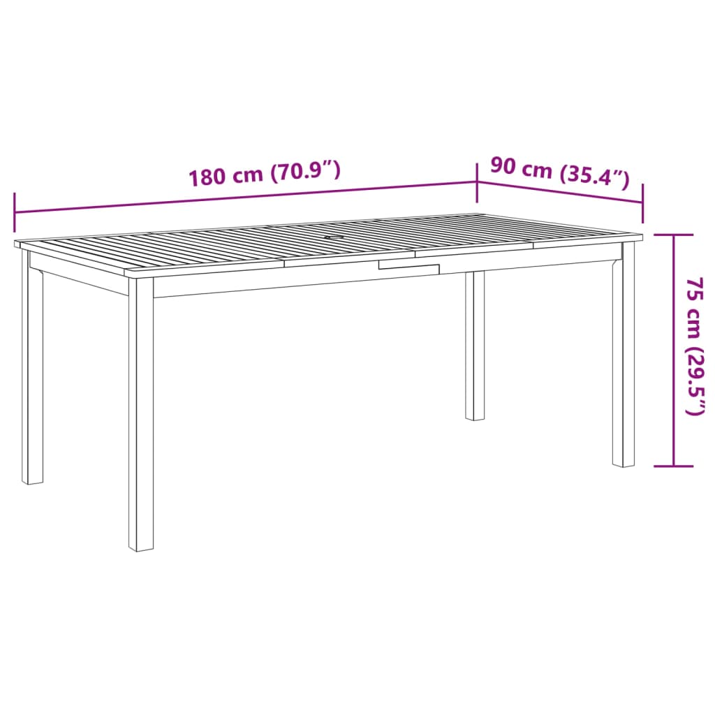 vidaXL Juego de comedor de jardín 9 piezas madera maciza de acacia