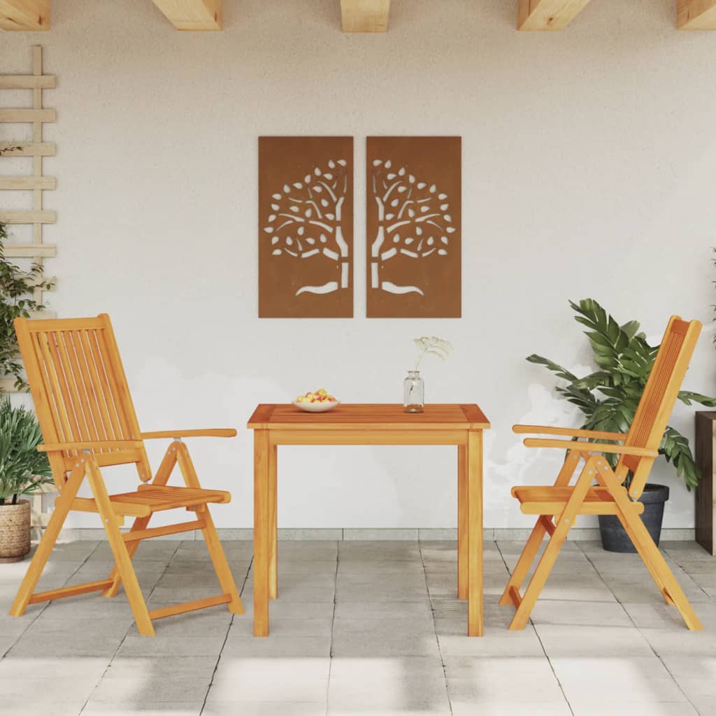 vidaXL Juego de comedor de jardín 3 piezas madera maciza de acacia