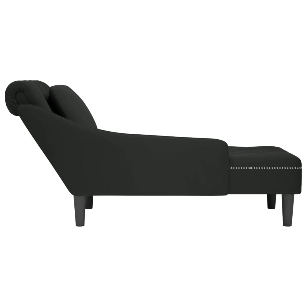 vidaXL Tumbona con almohada y reposabrazo derecho terciopelo negro