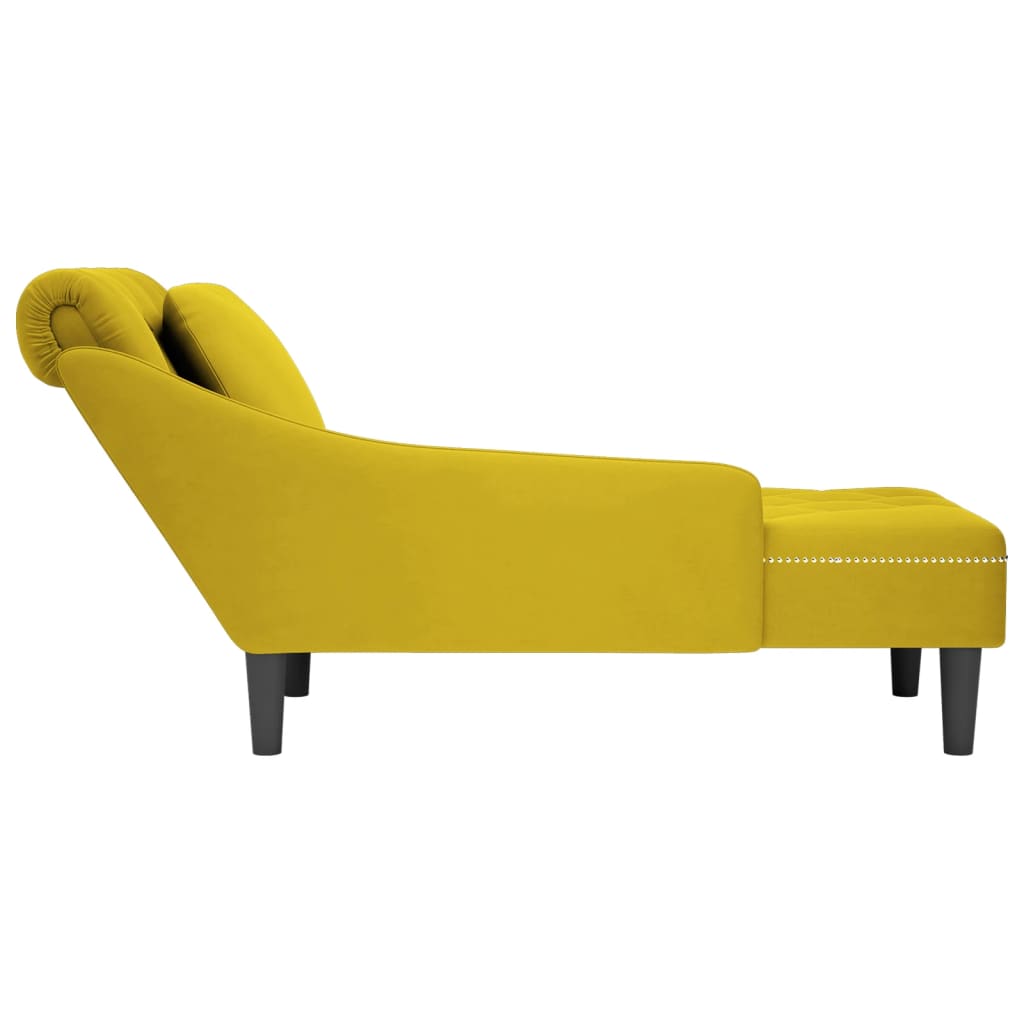 vidaXL Tumbona con almohada y reposabrazo derecho terciopelo amarillo