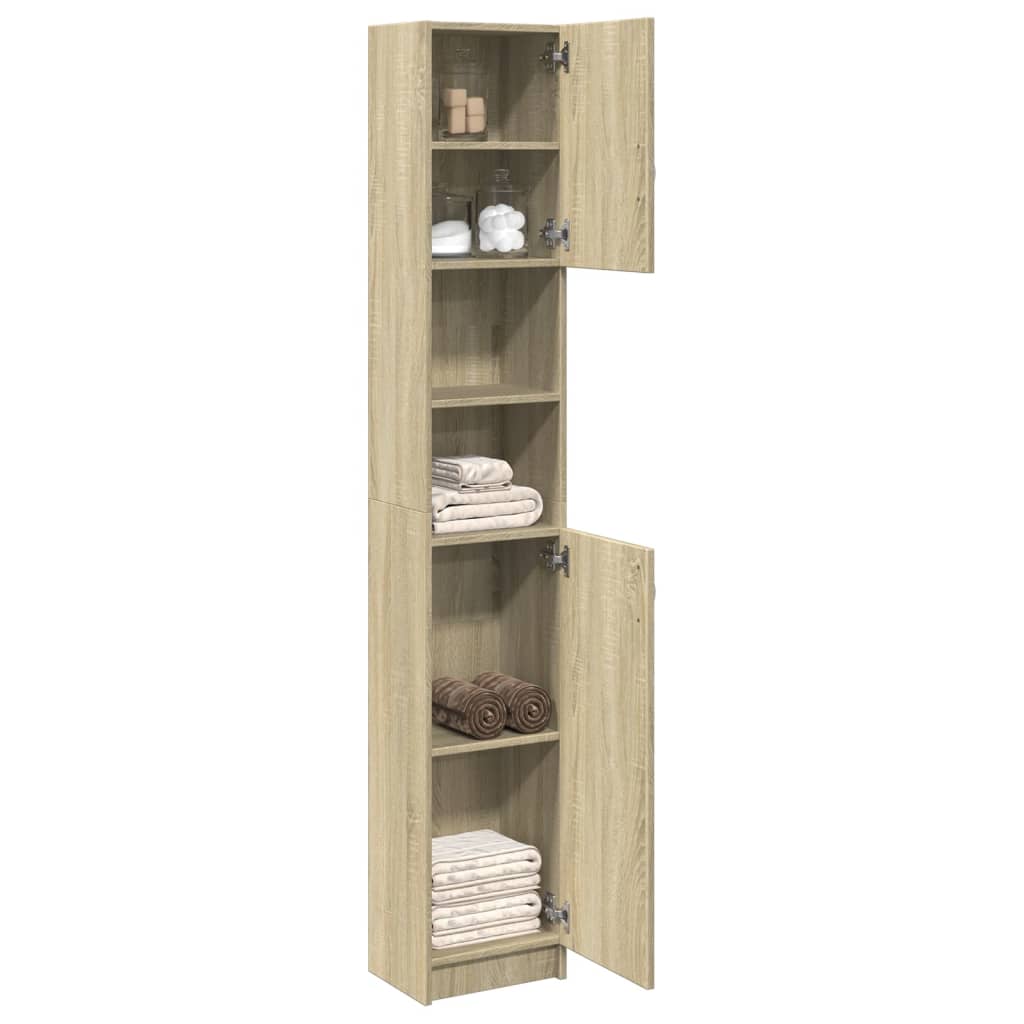 vidaXL Armario baño madera contrachapada color roble 32x25,5x190 cm