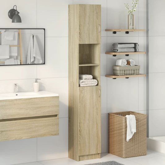 vidaXL Armario baño madera contrachapada color roble 32x25,5x190 cm