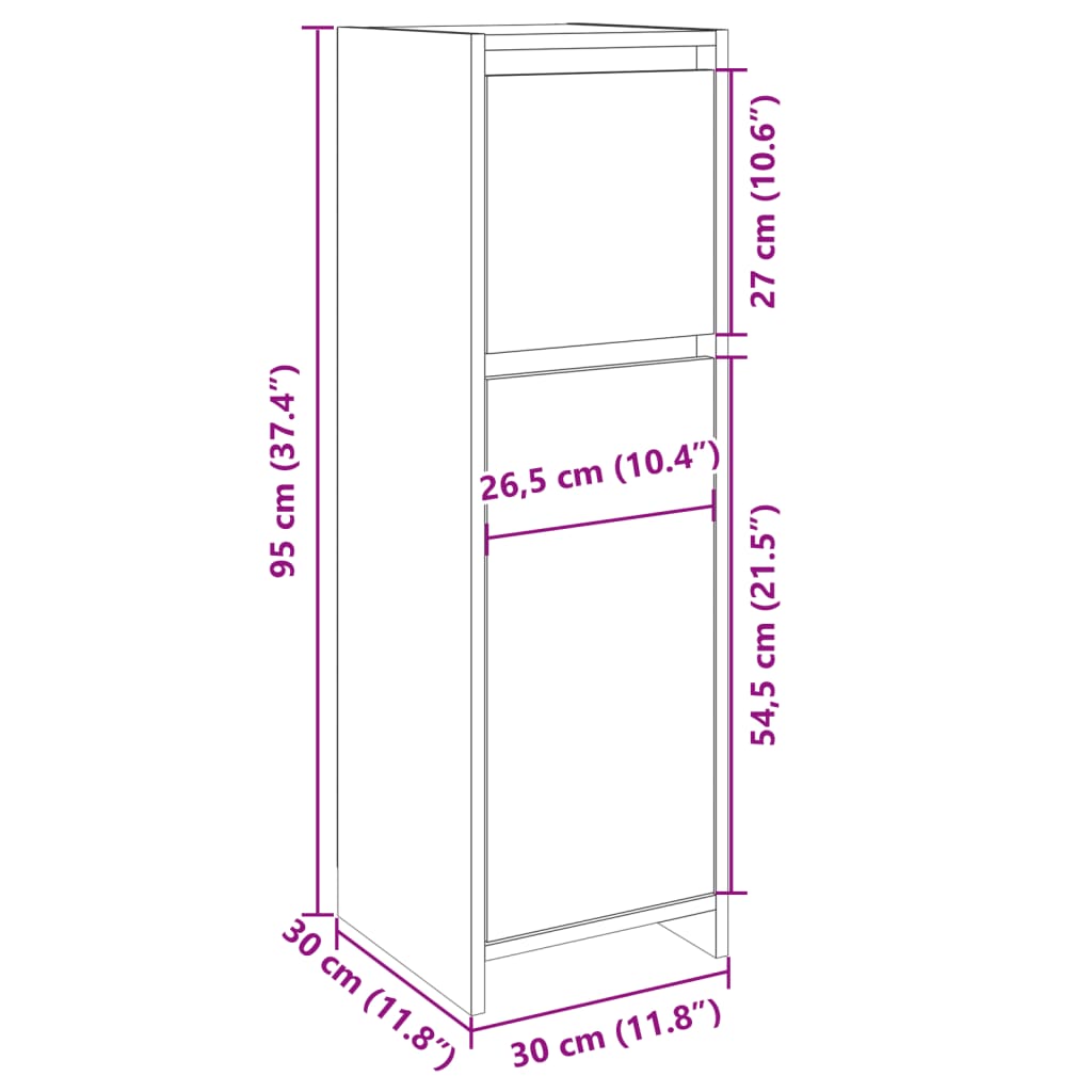 vidaXL Armario de baño madera contrachapada color roble 30x30x95 cm