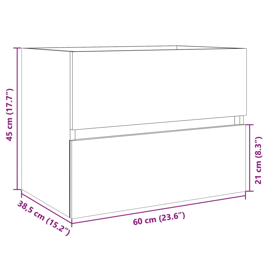 vidaXL Armario de lavabo contrachapada roble Sonoma 60x38,5x45 cm