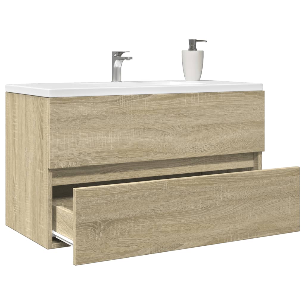 vidaXL Armario lavabo madera de ingeniería roble Sonoma 80x38,5x45 cm