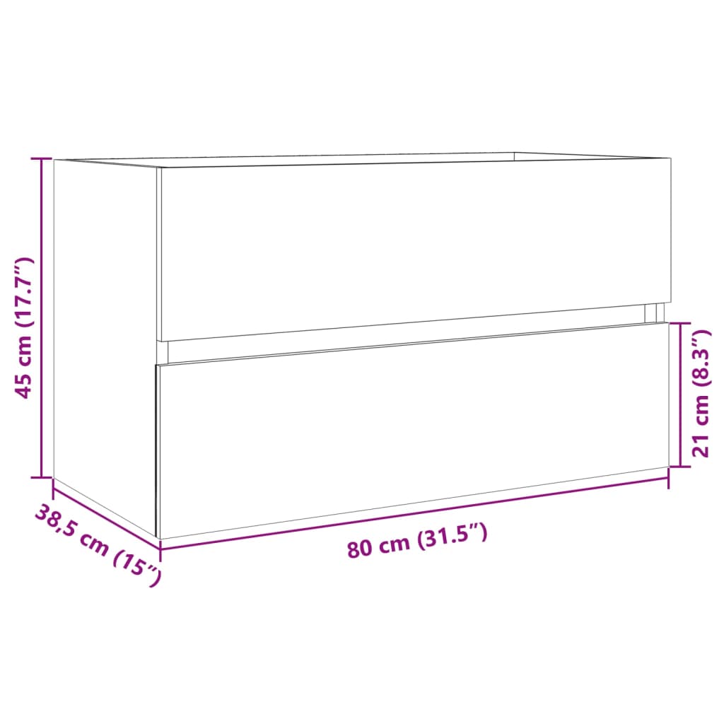 vidaXL Armario lavabo madera de ingeniería roble Sonoma 80x38,5x45 cm