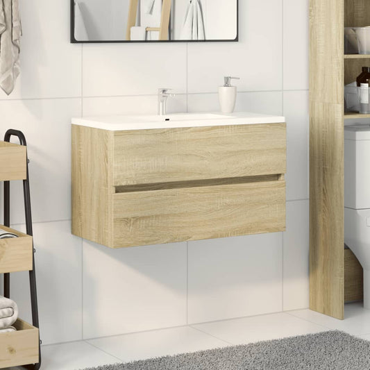 vidaXL Armario lavabo madera de ingeniería roble Sonoma 80x38,5x45 cm