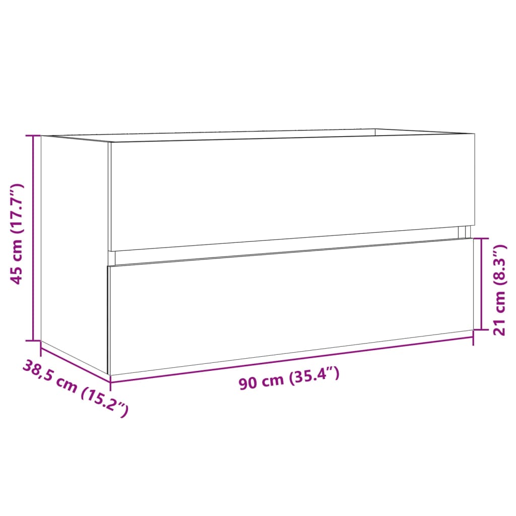 vidaXL Armario lavabo madera contrachapada roble Sonoma 90x38,5x45 cm