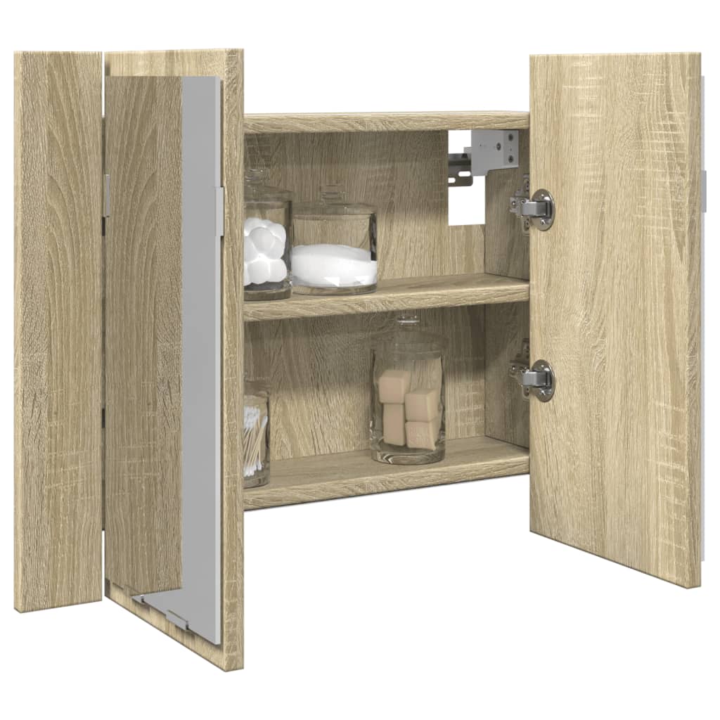 vidaXL Armario con espejo LED madera roble Sonoma 60x12x45 cm