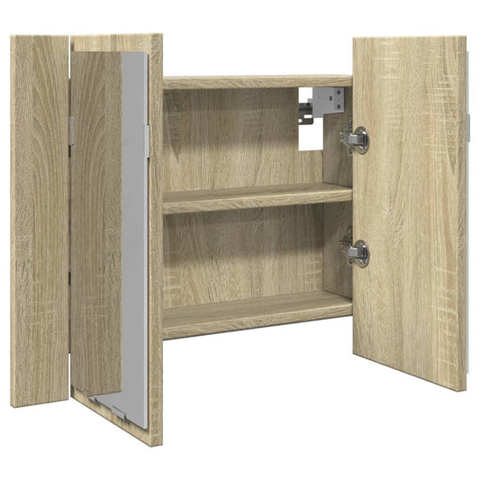 vidaXL Armario con espejo LED madera roble Sonoma 60x12x45 cm