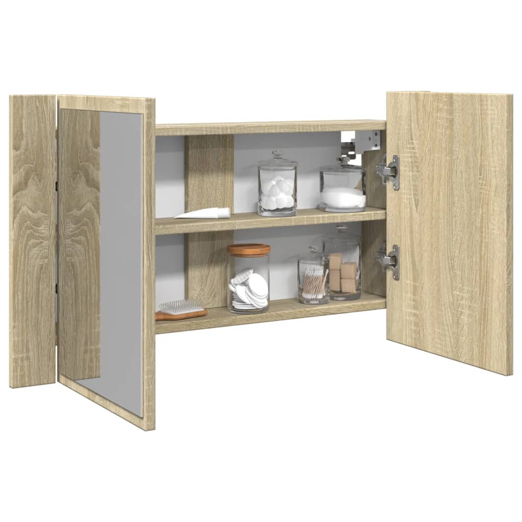 vidaXL Armario con espejo LED madera roble Sonoma 80x12x45 cm