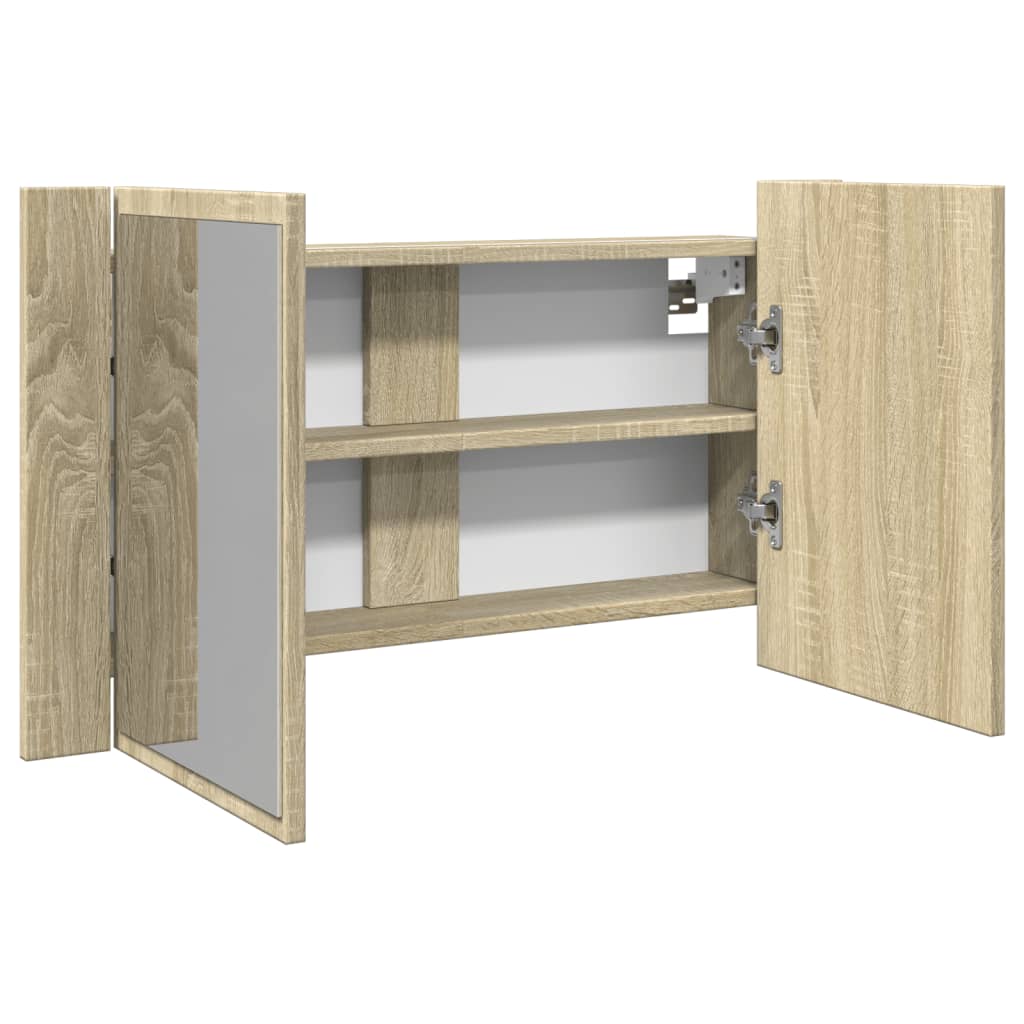 vidaXL Armario con espejo LED madera roble Sonoma 80x12x45 cm