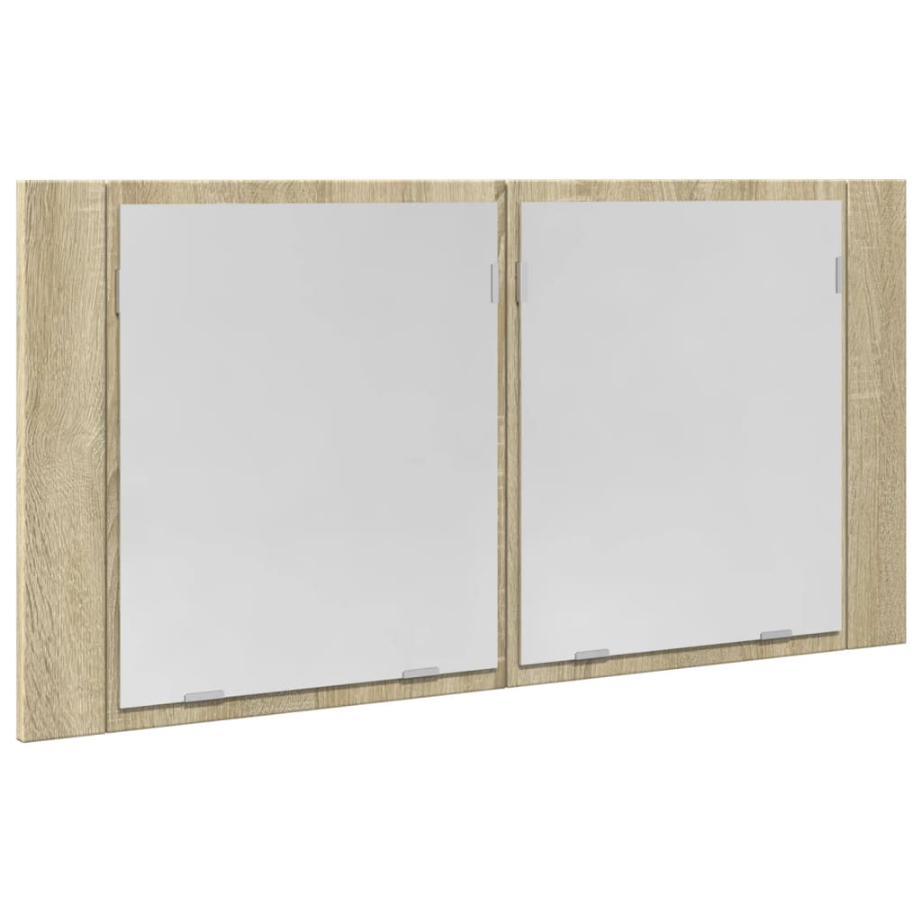 vidaXL Armario y espejo LED madera ingeniería roble Sonoma 90x12x45 cm