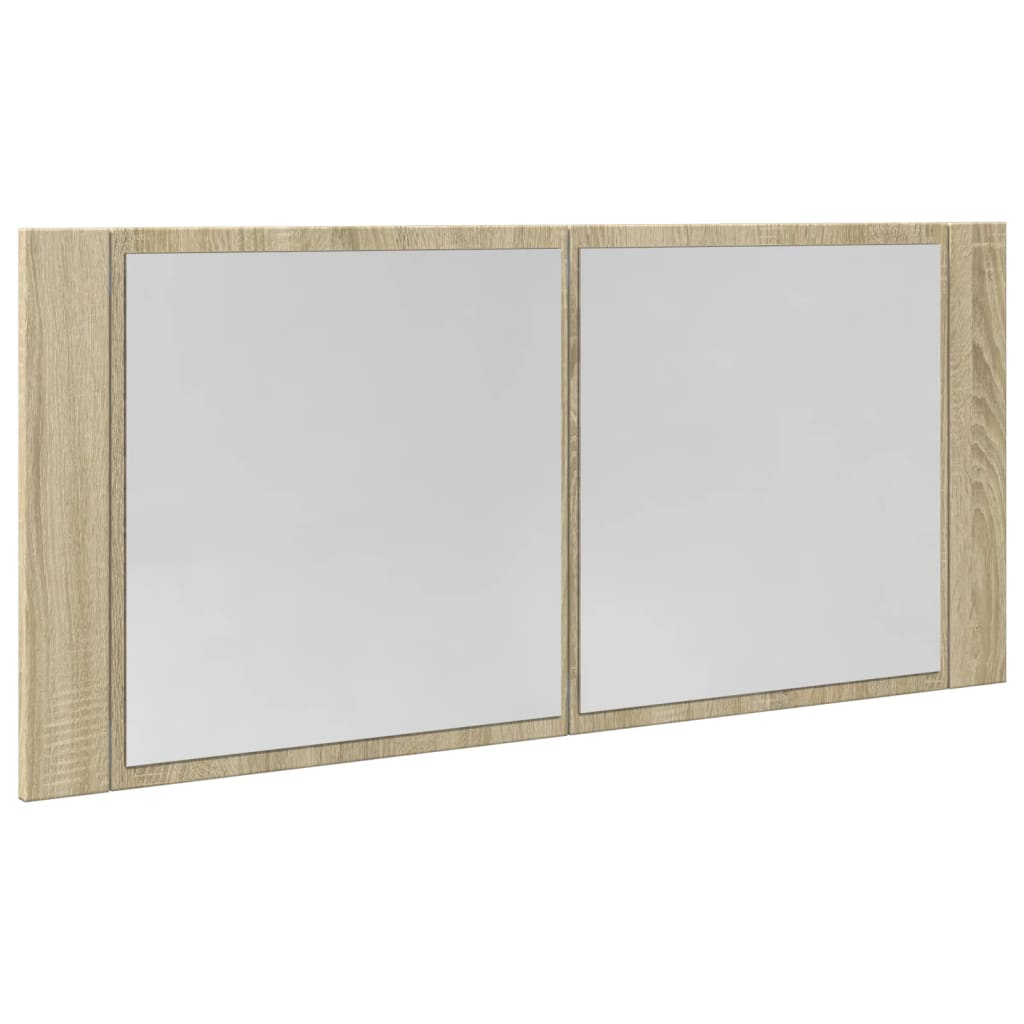 vidaXL Armario y espejo LED madera ingeniería roble Sonoma 100x12x45cm