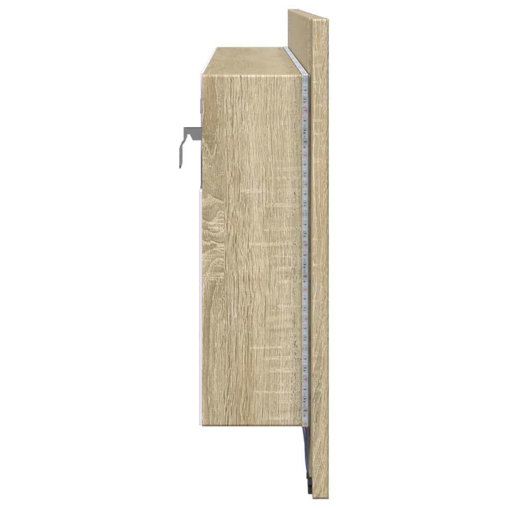 vidaXL Armario y espejo LED madera ingeniería roble Sonoma 100x12x45cm