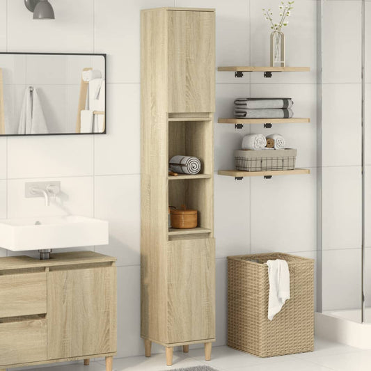 vidaXL Armario de baño madera contrachapada roble Sonoma 30x30x190 cm