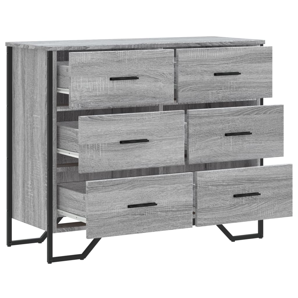 vidaXL Cajonera de madera de ingeniería gris Sonoma 91x35,5x74,5 cm