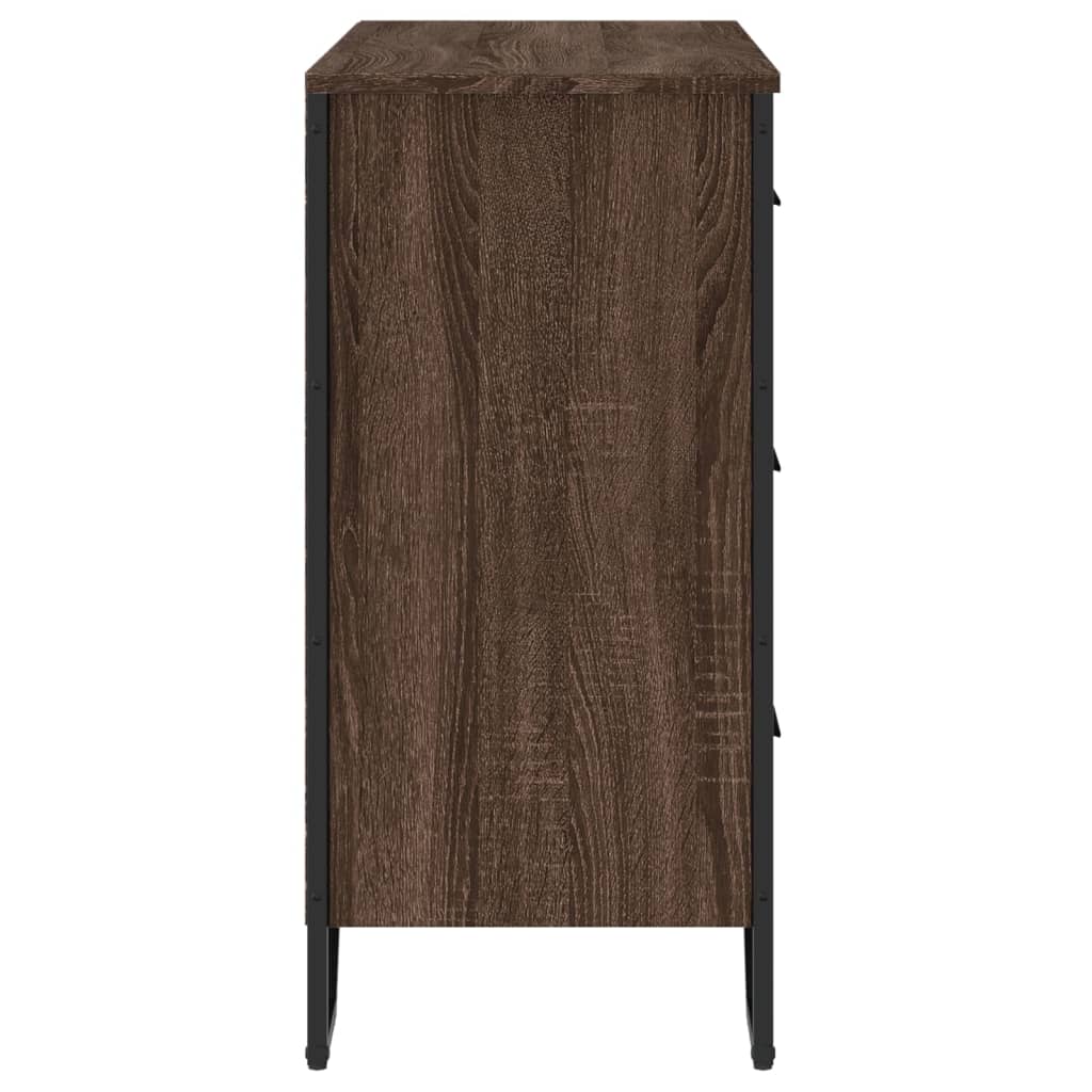 vidaXL Cajonera de madera de ingeniería marrón roble 91x35,5x74,5 cm