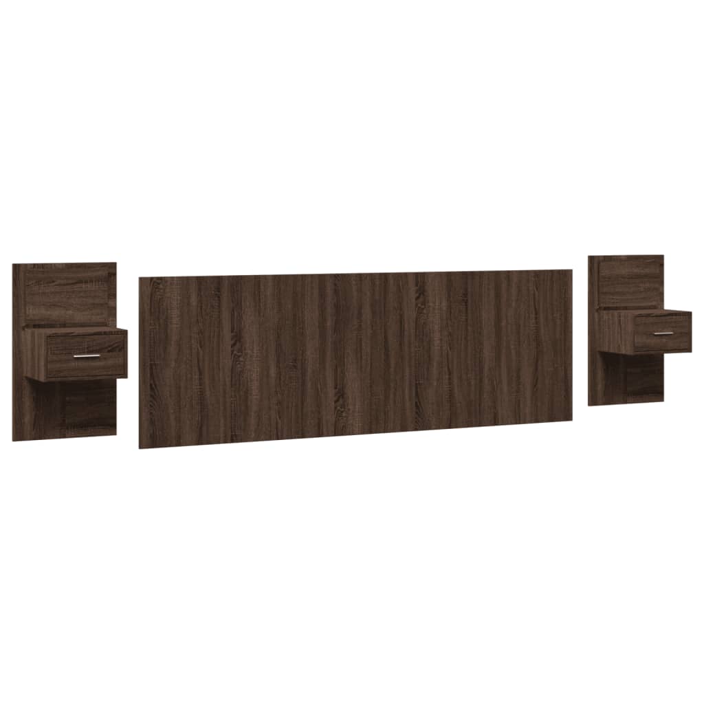 vidaXL Cabecero cama con mesitas madera ingeniería marrón roble 240 cm