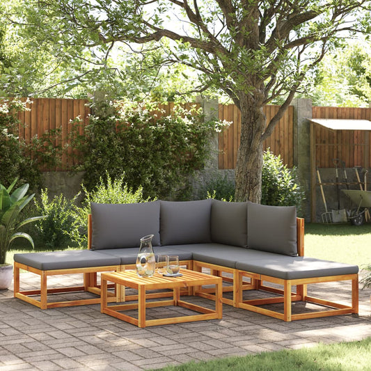 vidaXL Set de sofás de jardín con cojines 6 pzas madera maciza acacia