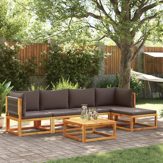 vidaXL Set de sofás de jardín con cojines 6 pzas madera maciza acacia