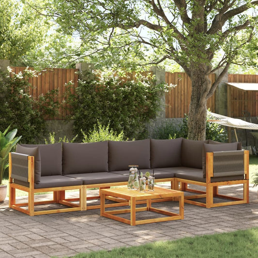 vidaXL Set de sofás de jardín con cojines 6 pzas madera maciza acacia