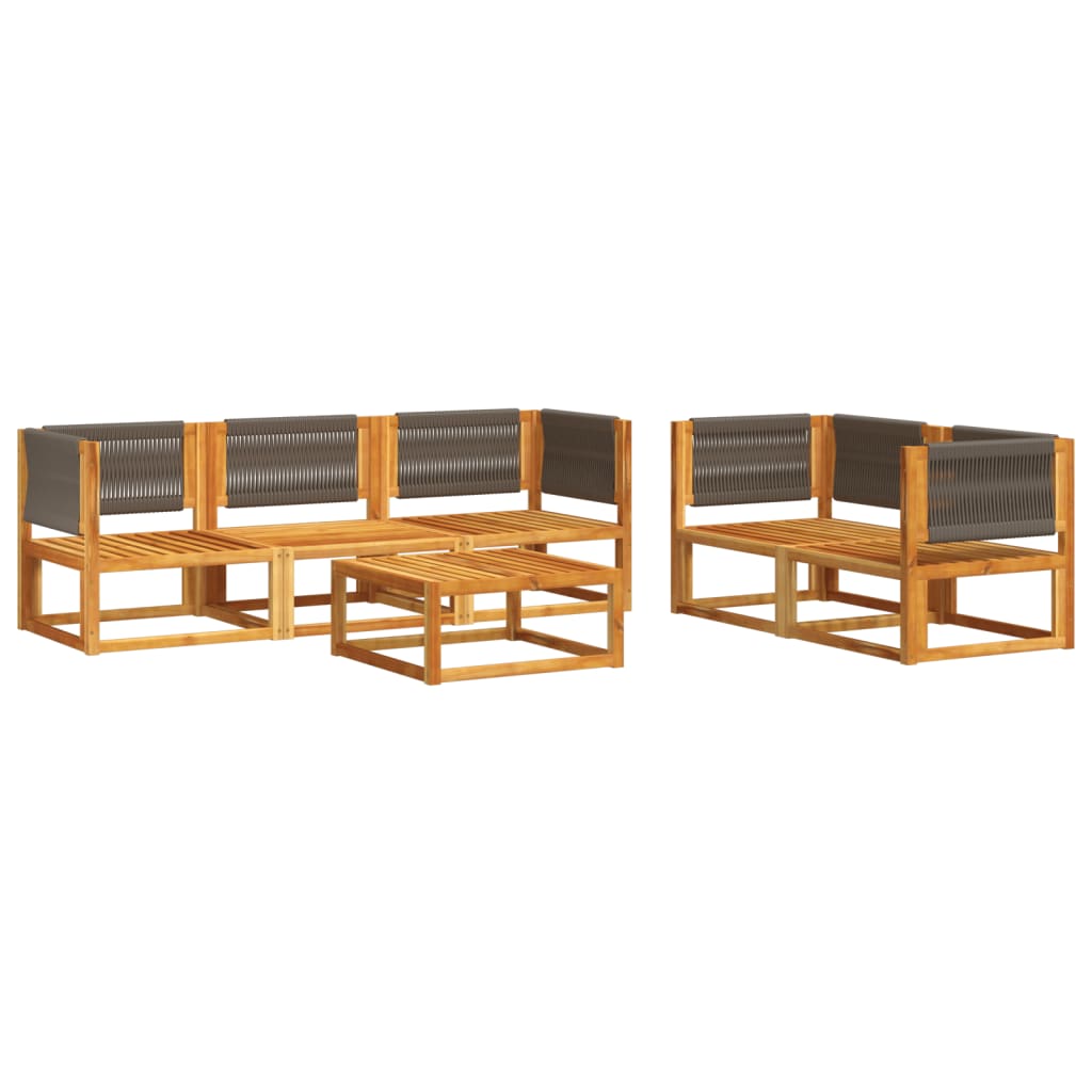 vidaXL Set de sofás de jardín con cojines 6 pzas madera maciza acacia