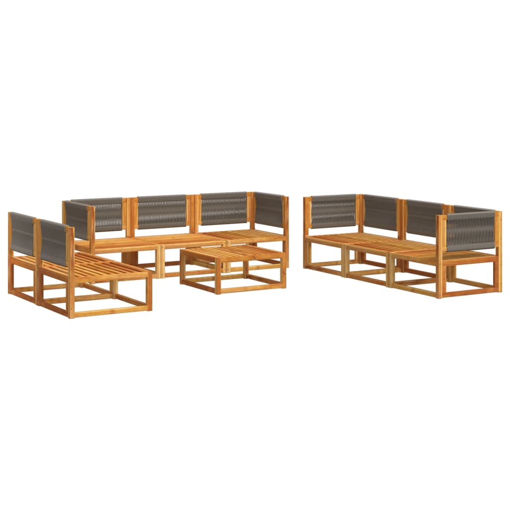 vidaXL Set de sofás de jardín con cojines 9 pzas madera maciza acacia