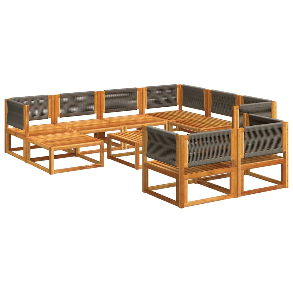 vidaXL Set de sofás de jardín con cojines 10 pzas madera maciza acacia