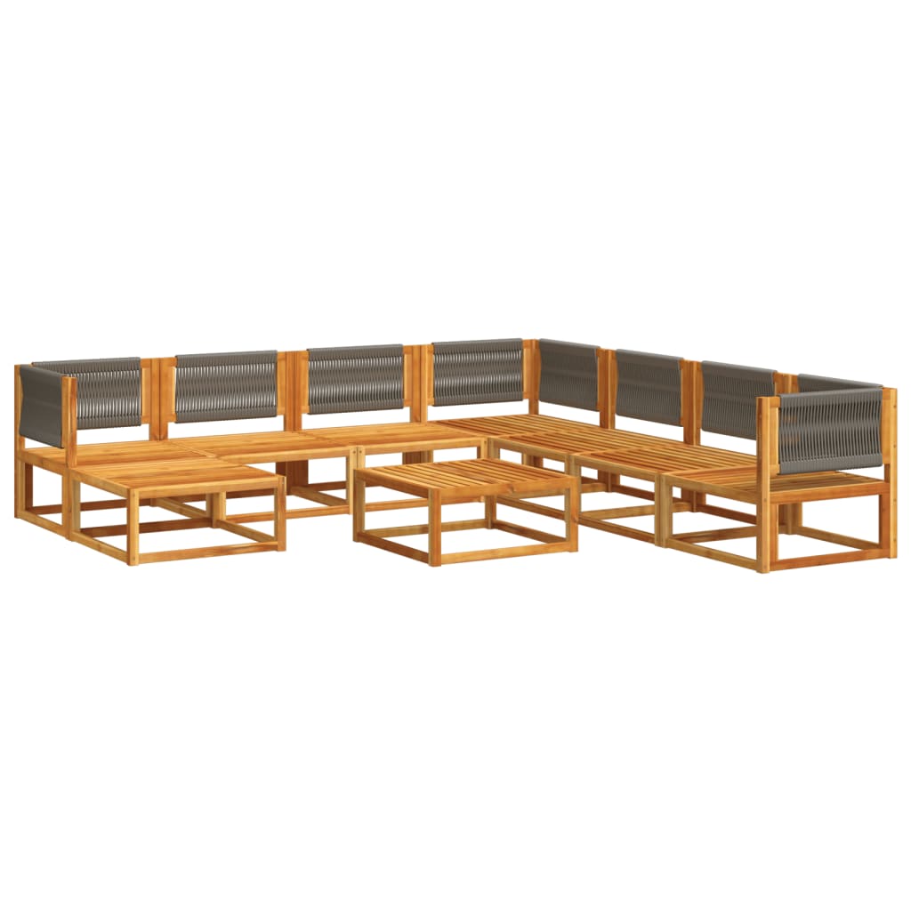 vidaXL Set de sofás de jardín con cojines 9 pzas madera maciza acacia